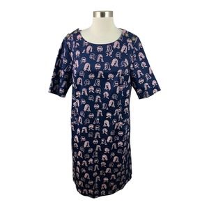 Boden Navy Blue Pink Iona Chit Chat Dress Size US 10 R Pockets